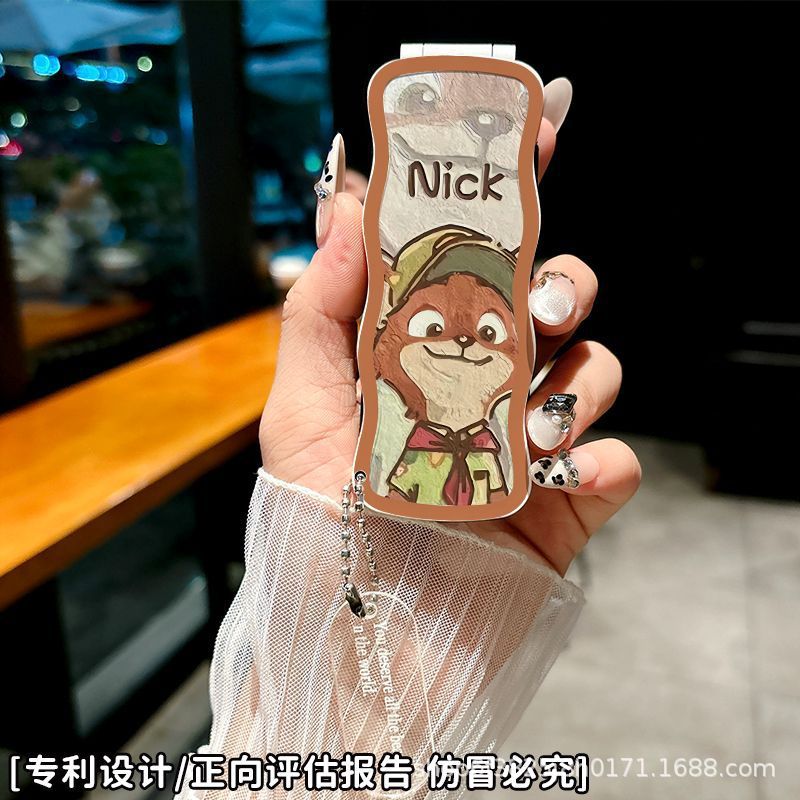 Lược gập kèm gương Cartoon (Kèm móc)
