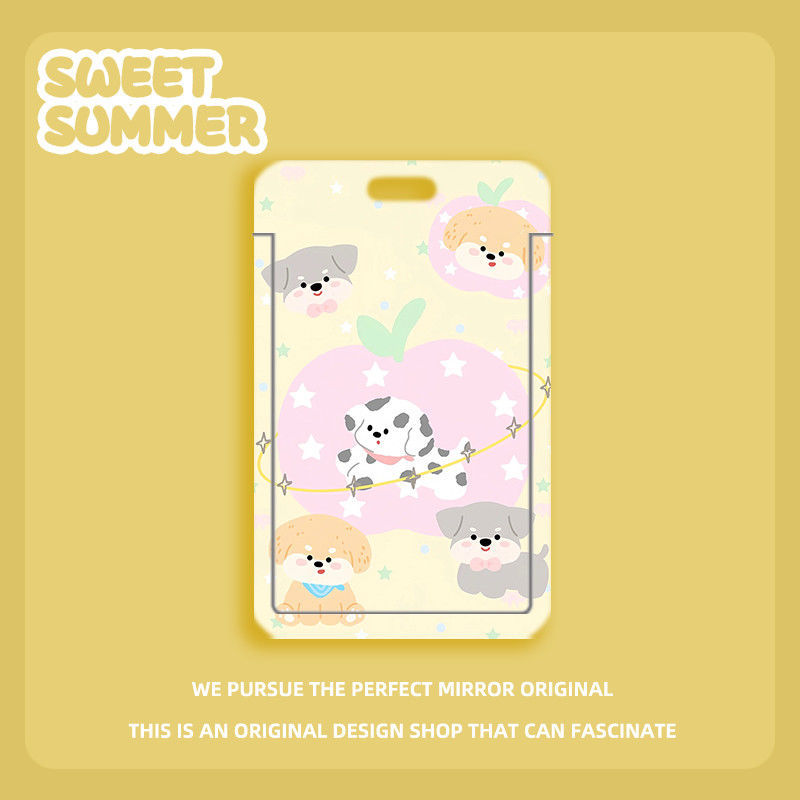 Card holder Động vật nền họa tiết kèm dây lò xo