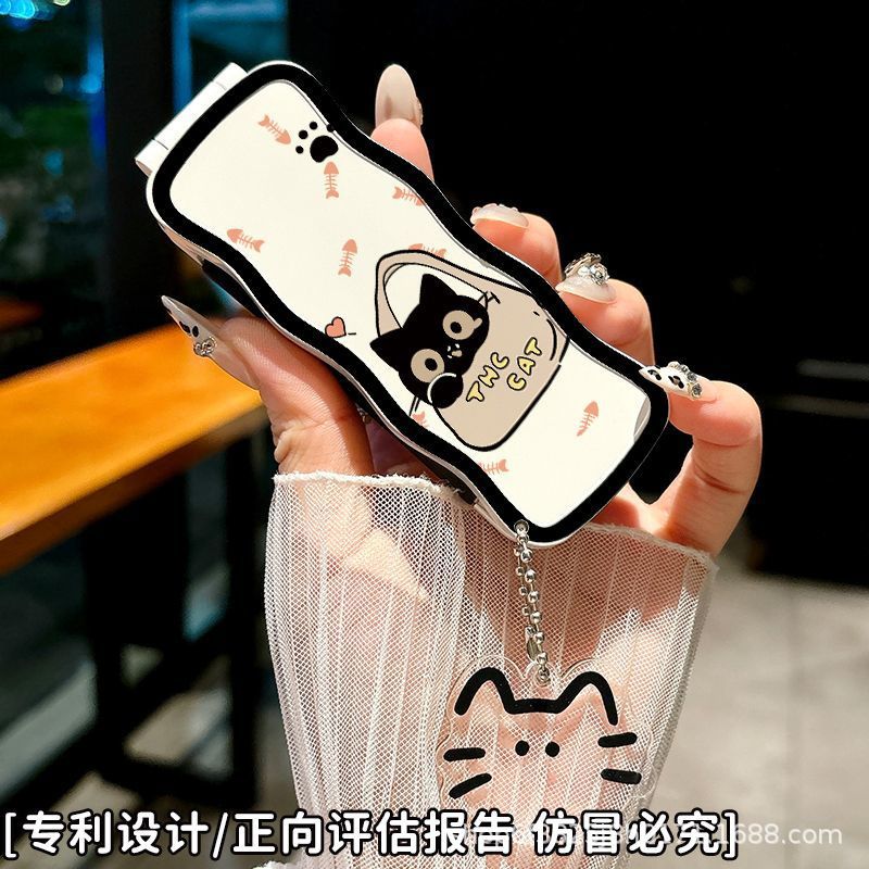 Lược gập kèm gương Mèo đen (Kèm móc)