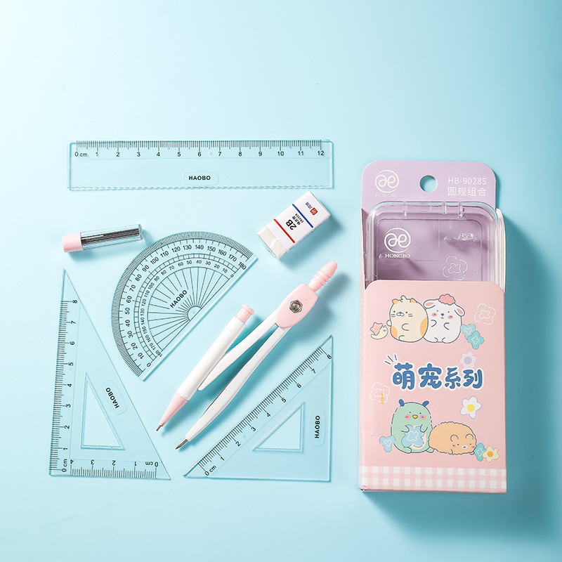 Hộp compa + thước kẻ + tẩy Sumikko