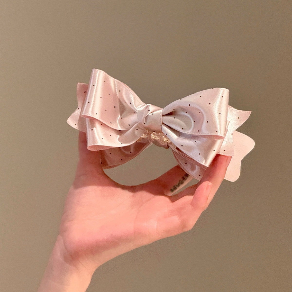 Kẹp tóc Nơ chấm bi bản to