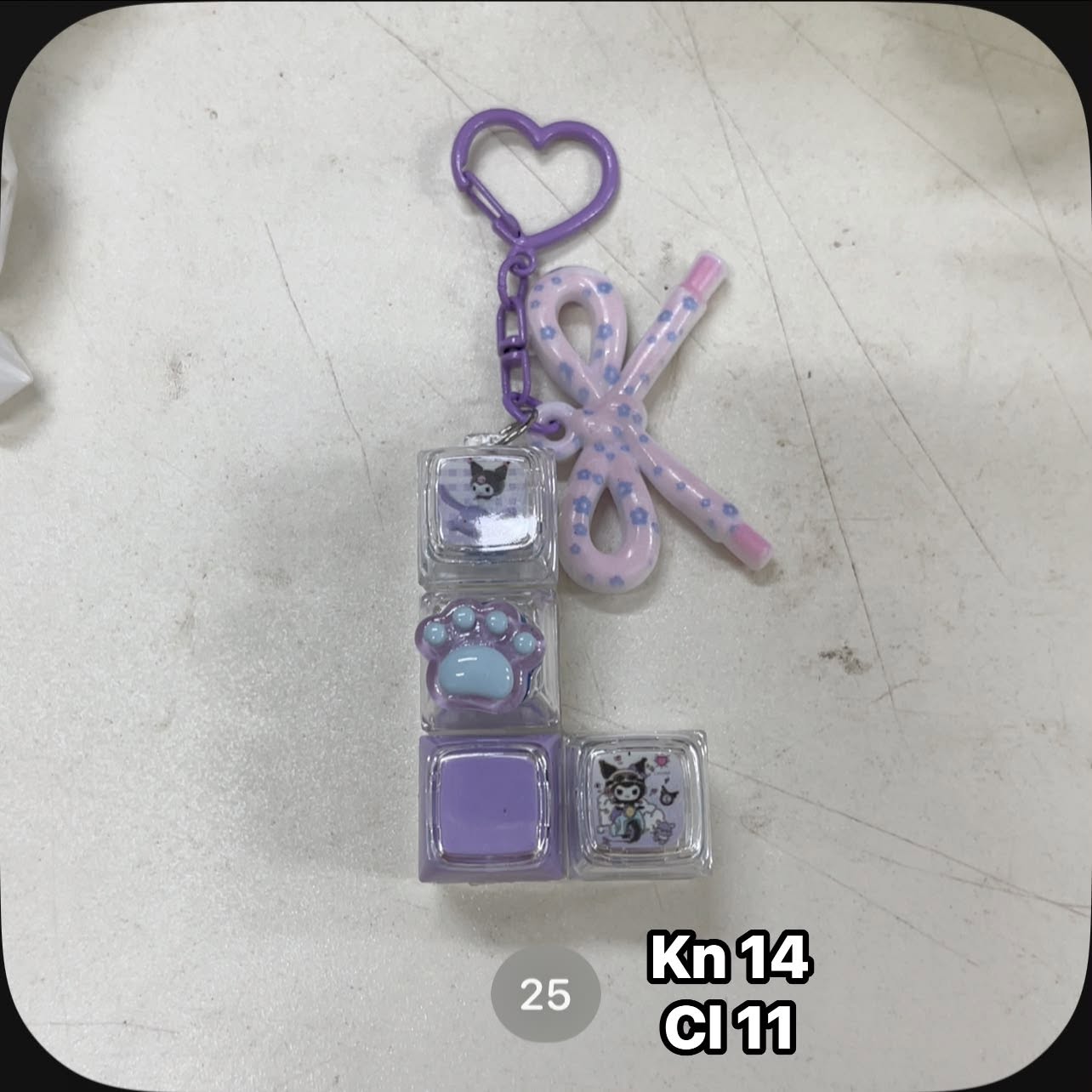 Móc khóa Keycap kèm charm nơ (4 phím)
