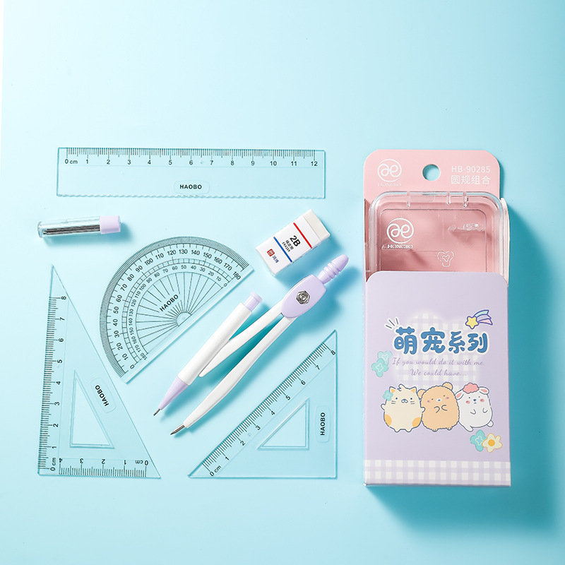 Hộp compa + thước kẻ + tẩy Sumikko