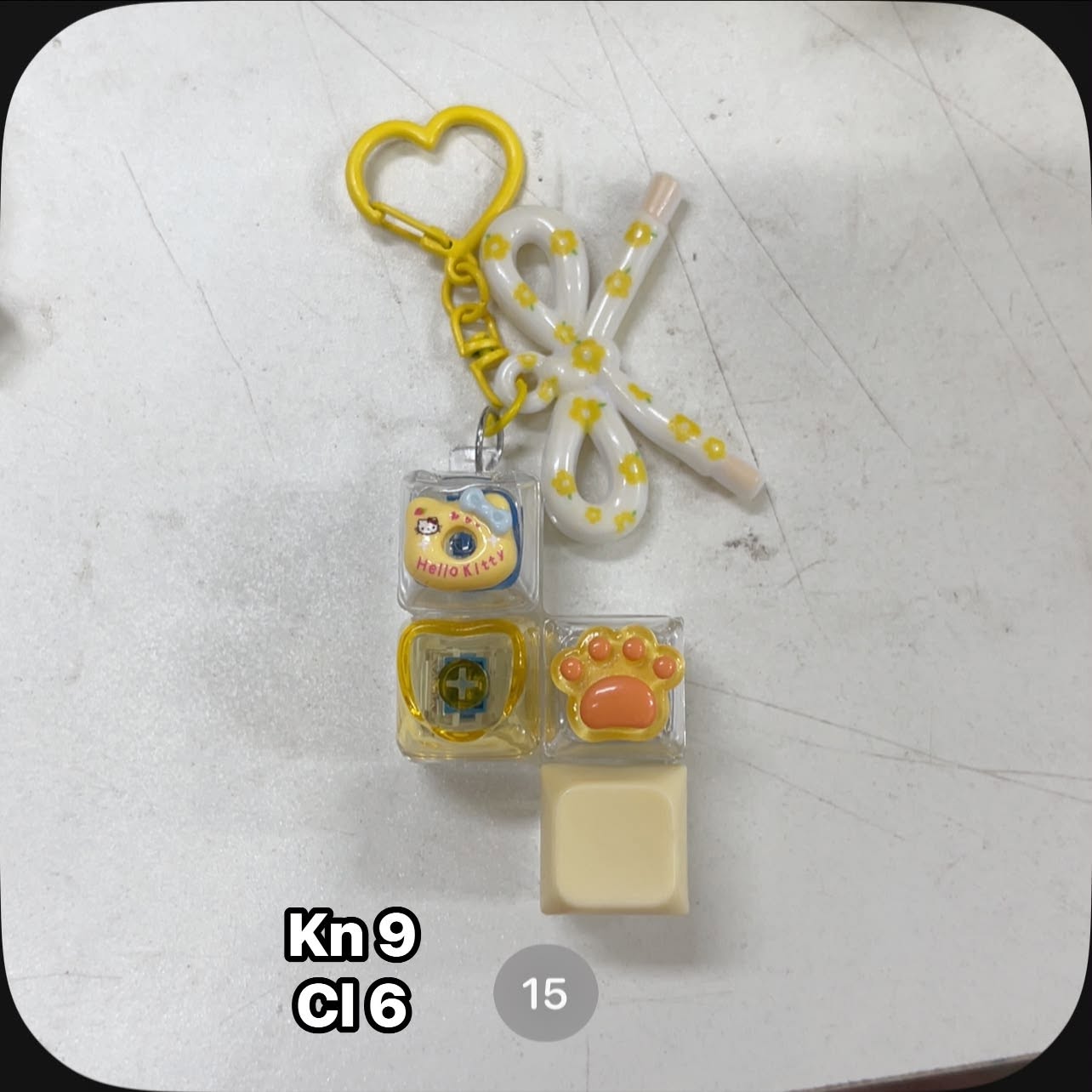 Móc khóa Keycap kèm charm nơ (4 phím)