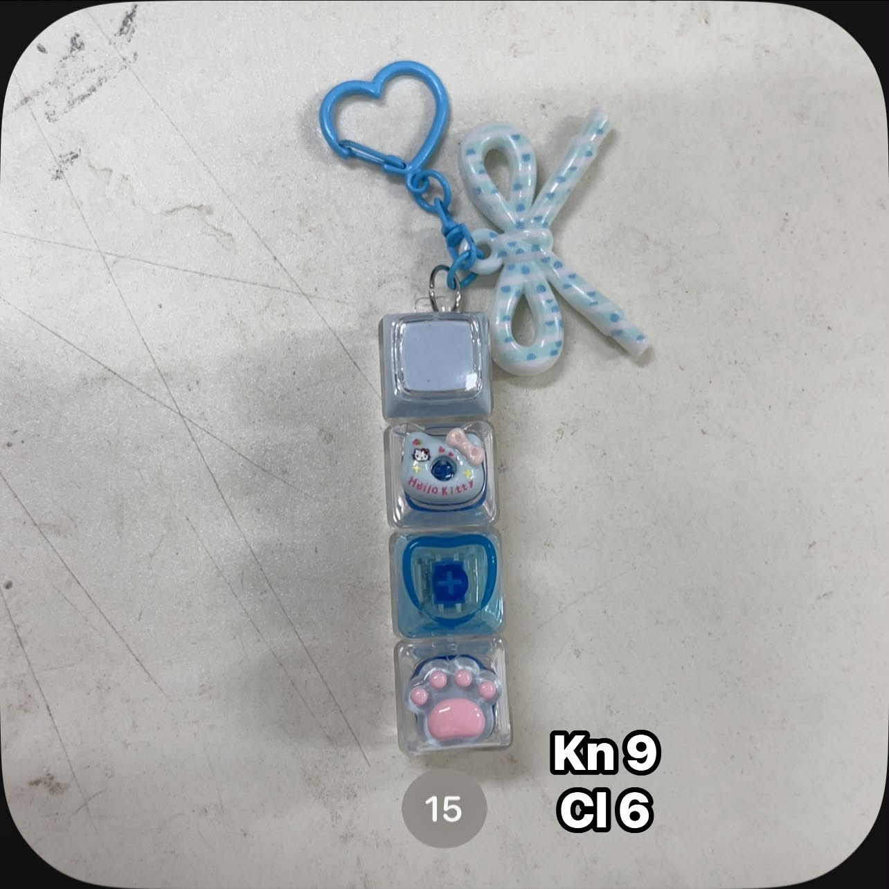 Móc khóa Keycap kèm charm nơ (4 phím)