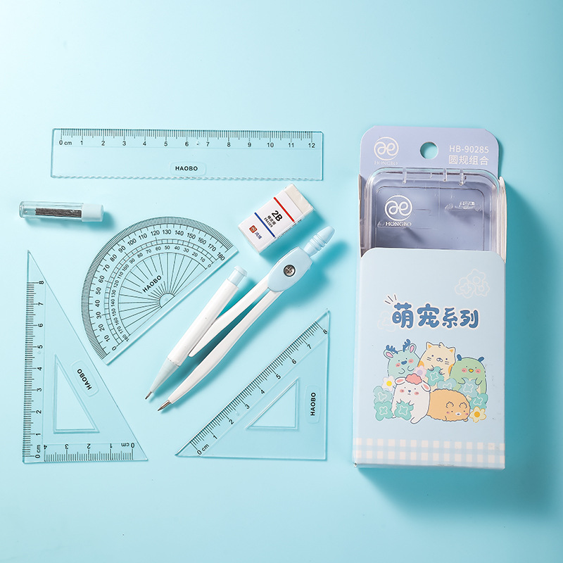 Hộp compa + thước kẻ + tẩy Sumikko