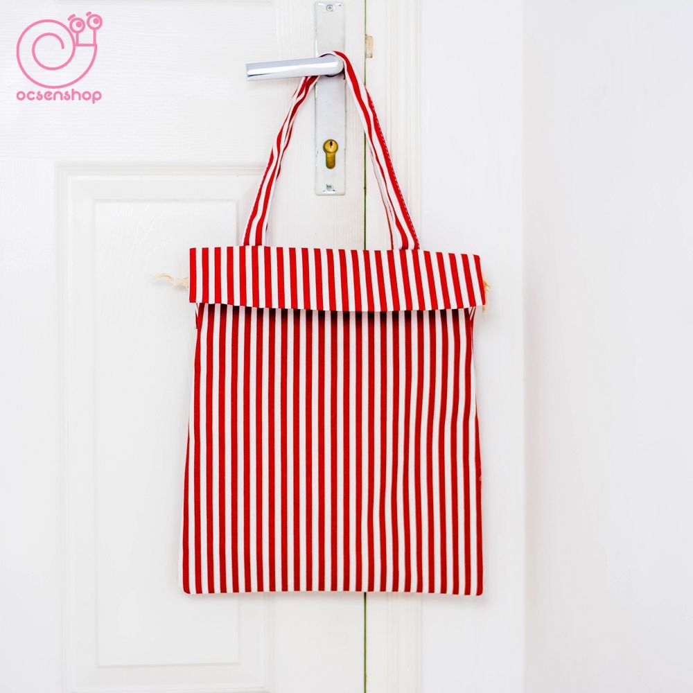 Totebag vải trơn kẻ sọc