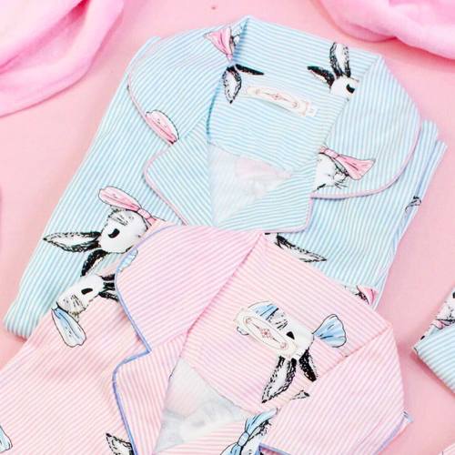 Pijama cotton Thỏ đeo nơ + bịt mắt