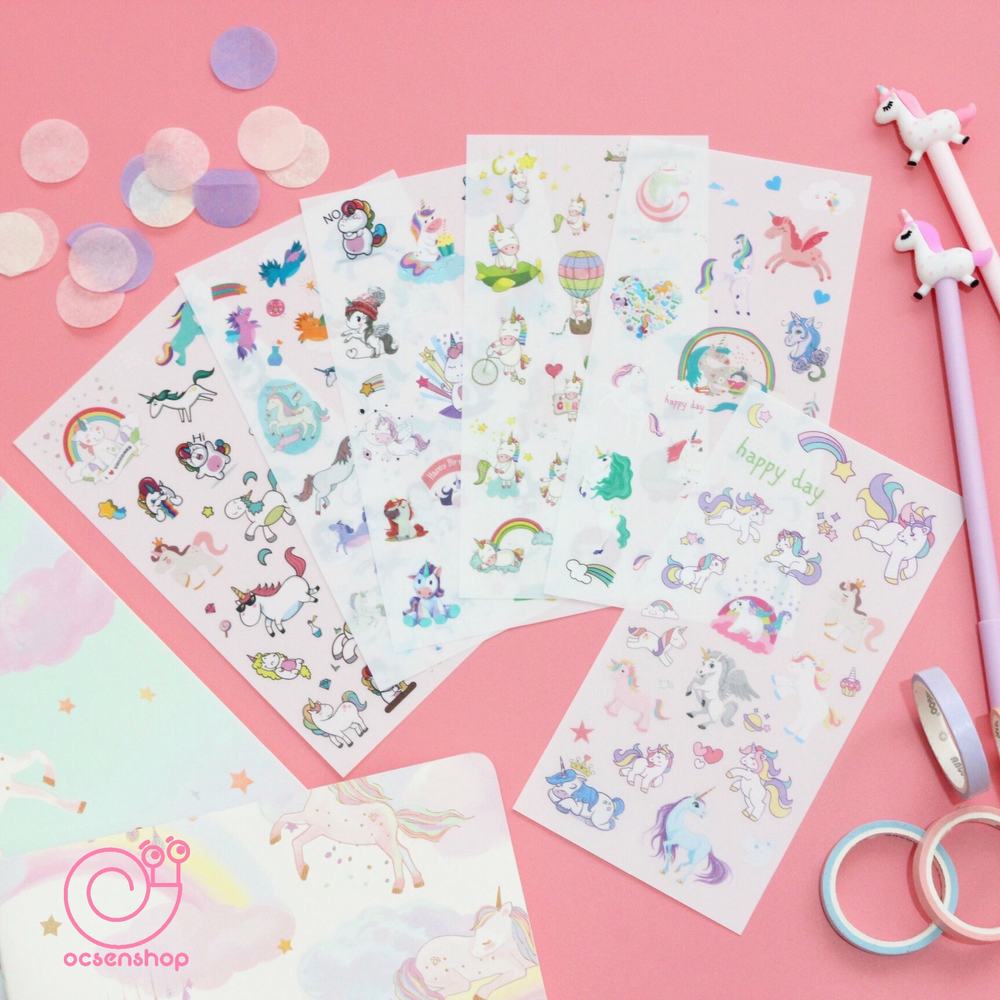 Sticker Unicorn Happy day (6 tam)