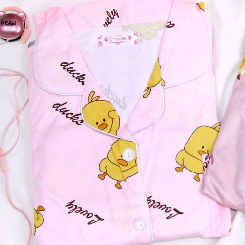 Pijama cotton vịt vàng