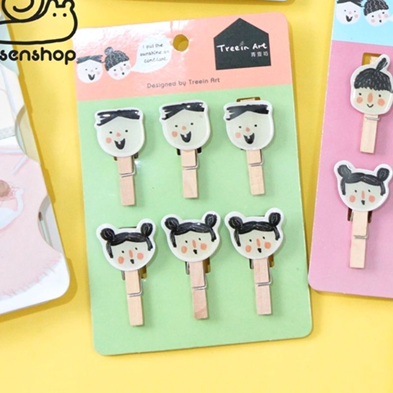 Set kẹp giấy gỗ 50