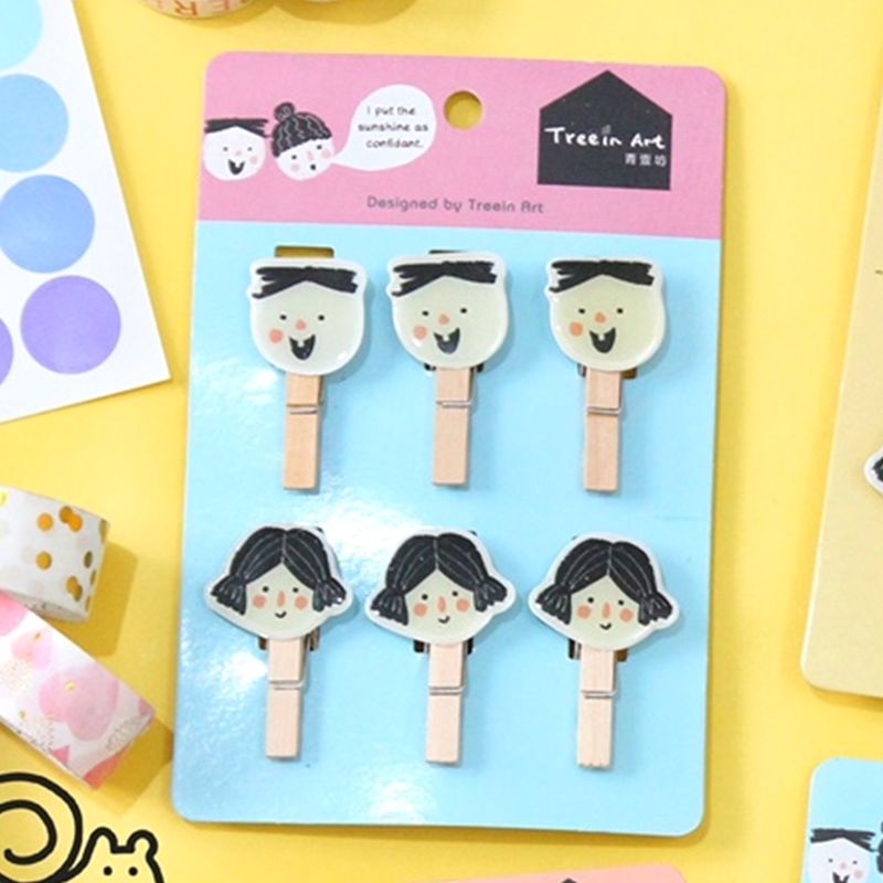 Set kẹp giấy gỗ 50