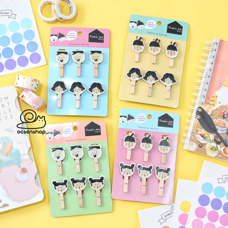 Set kẹp giấy gỗ 50