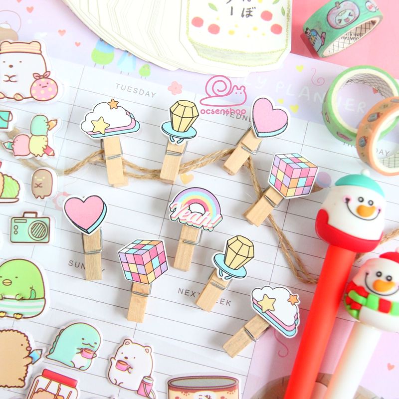 Set kẹp giấy gỗ 54