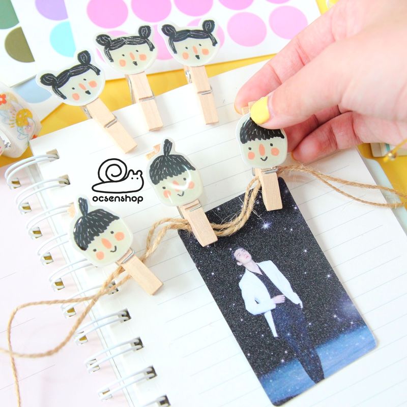 Set kẹp giấy gỗ 50