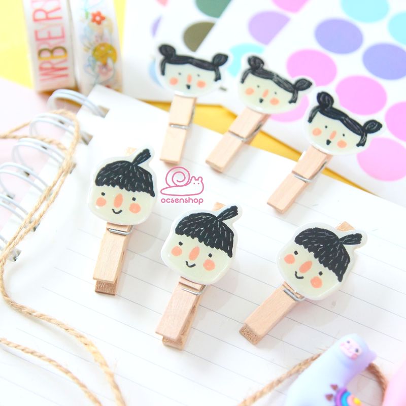 Set kẹp giấy gỗ 50