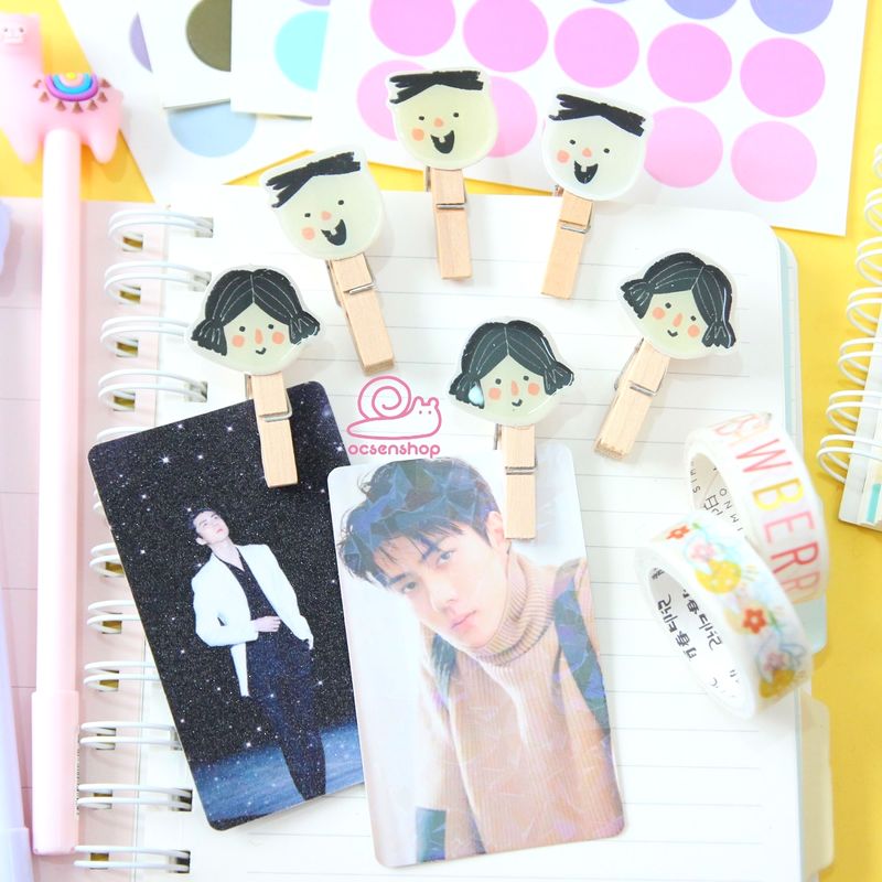 Set kẹp giấy gỗ 50