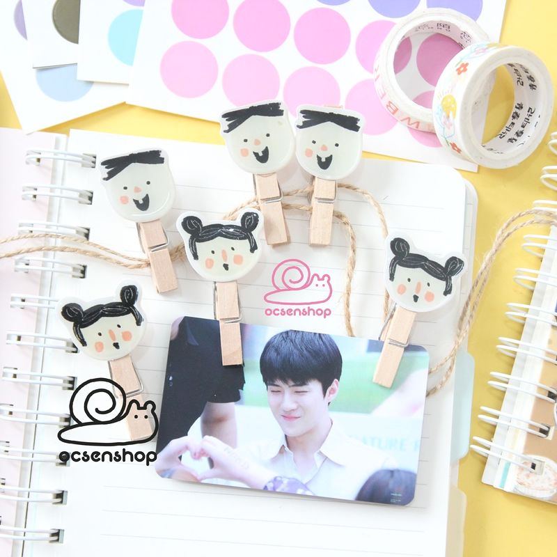 Set kẹp giấy gỗ 50