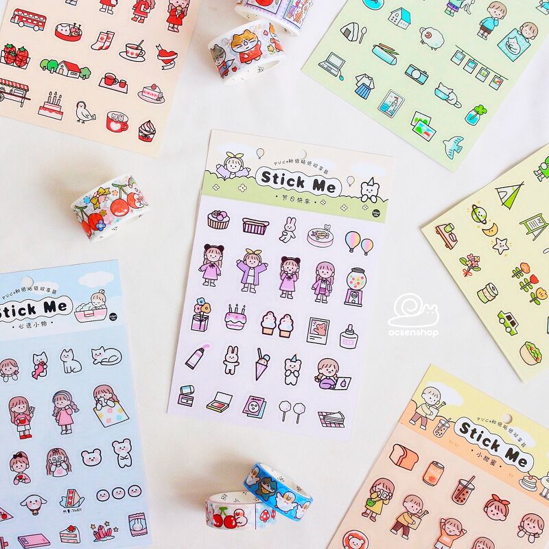 Set sticker Em bé tóc nâu (2 tấm)