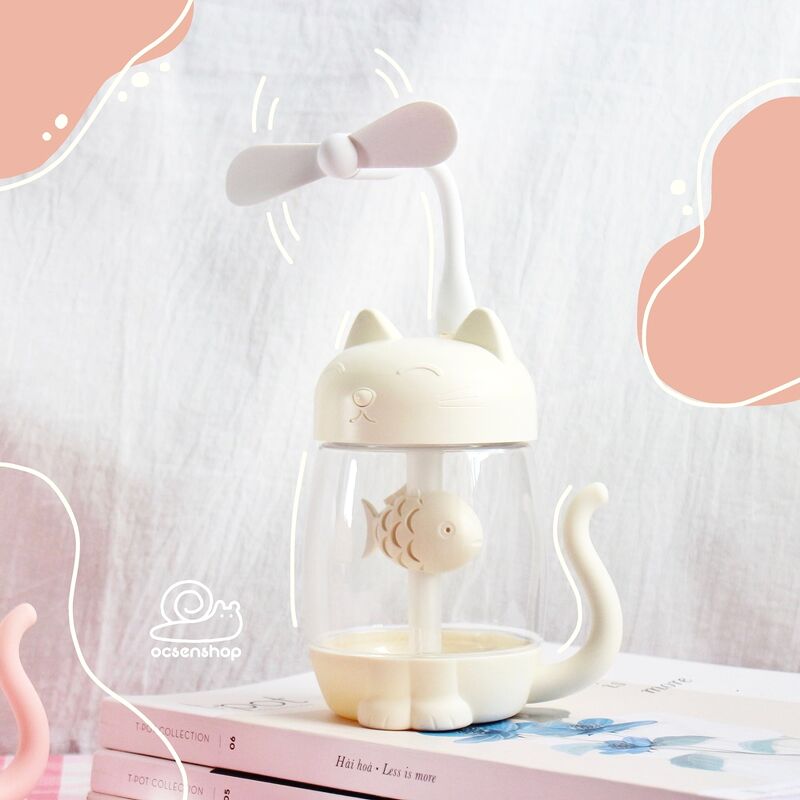 Máy phun sương kèm quạt mèo và cá