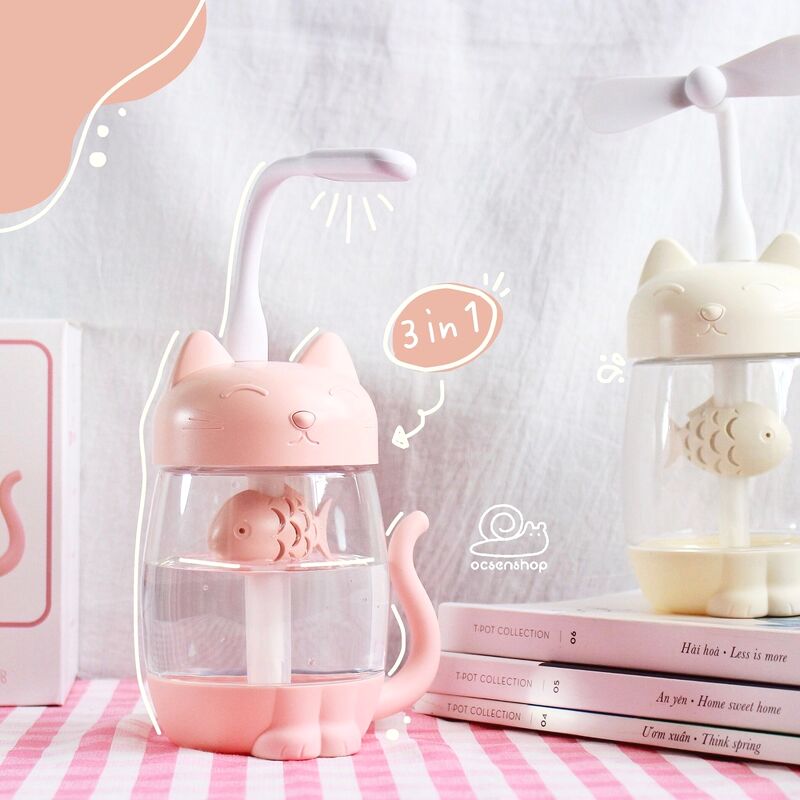 Máy phun sương kèm quạt mèo và cá