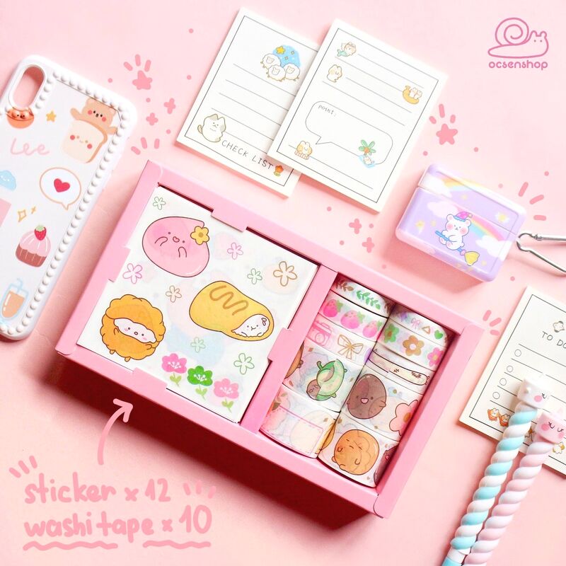 Box sticker + washitape Peach