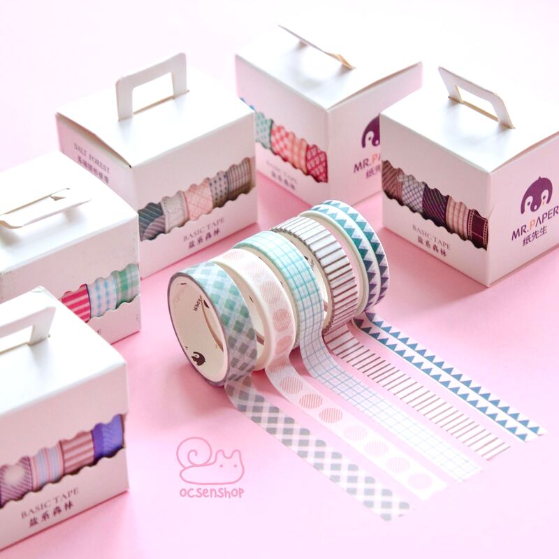 Set washitape Basic tape (5 cuon) - 1cm