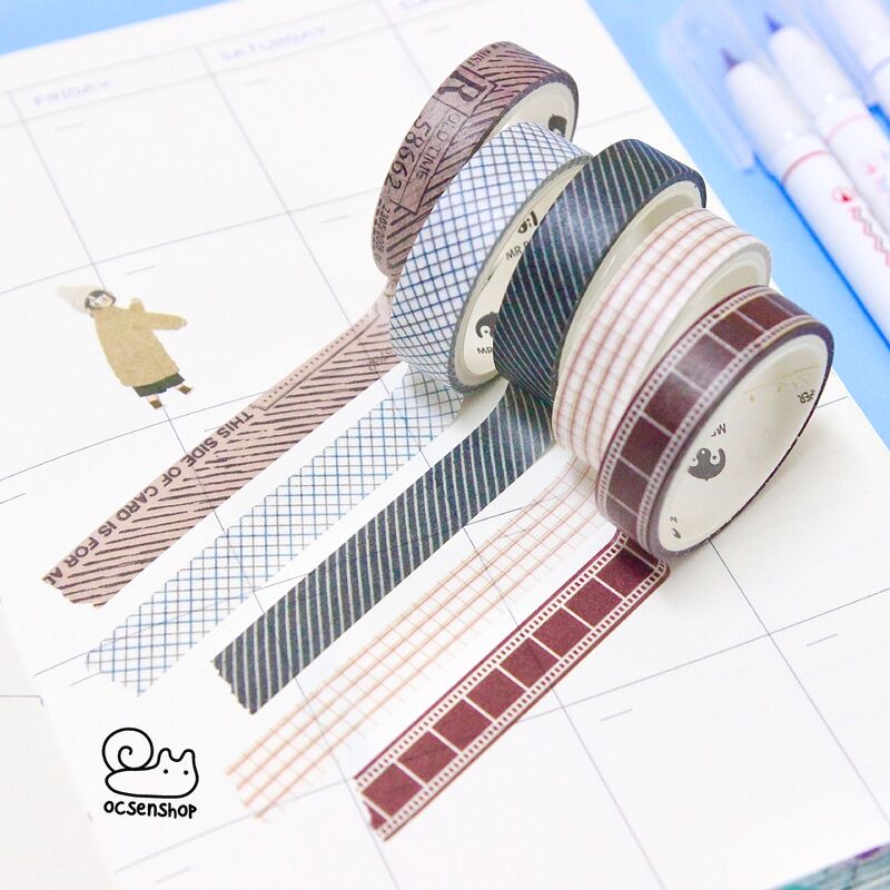 Set washitape Basic tape (5 cuộn) - 1cm