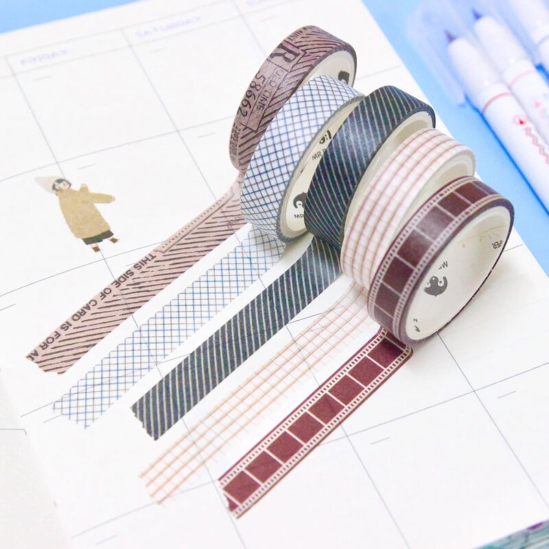 Set washitape Basic tape (5 cuộn) - 1cm