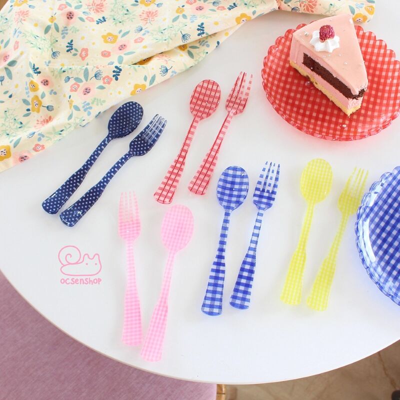 Set Thìa dĩa nhựa họa tiết