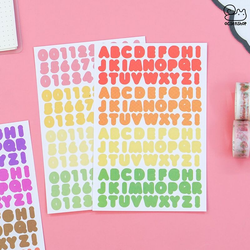 Set sticker bảng chữ số Colorful (2 tấm)