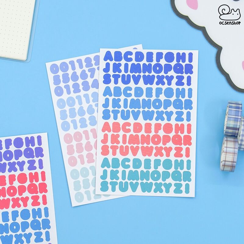 Set sticker bảng chữ số Colorful (2 tấm)