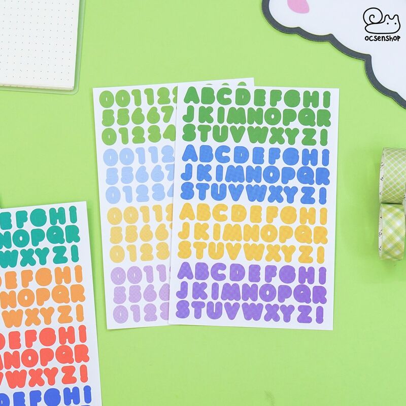 Set sticker bảng chữ số Colorful (2 tấm)