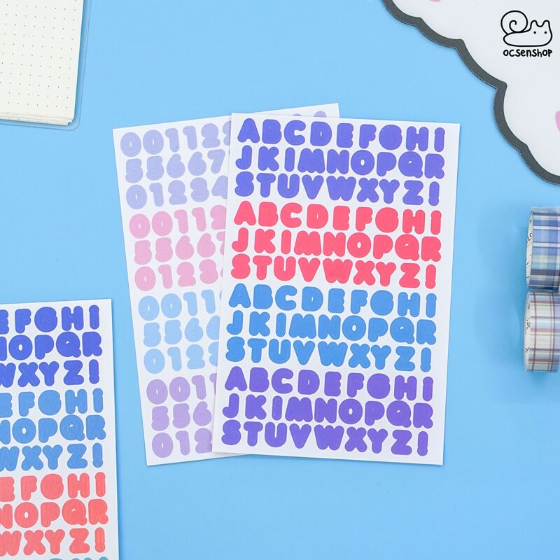 Set sticker bảng chữ số Colorful (2 tấm)