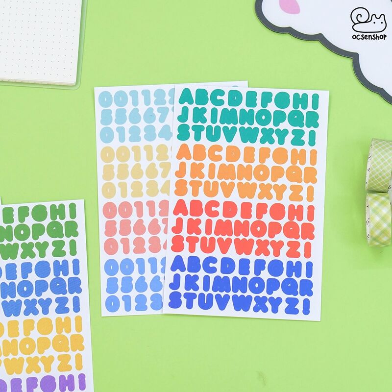 Set sticker bảng chữ số Colorful (2 tấm)