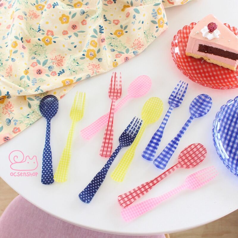 Set Thìa dĩa nhựa họa tiết
