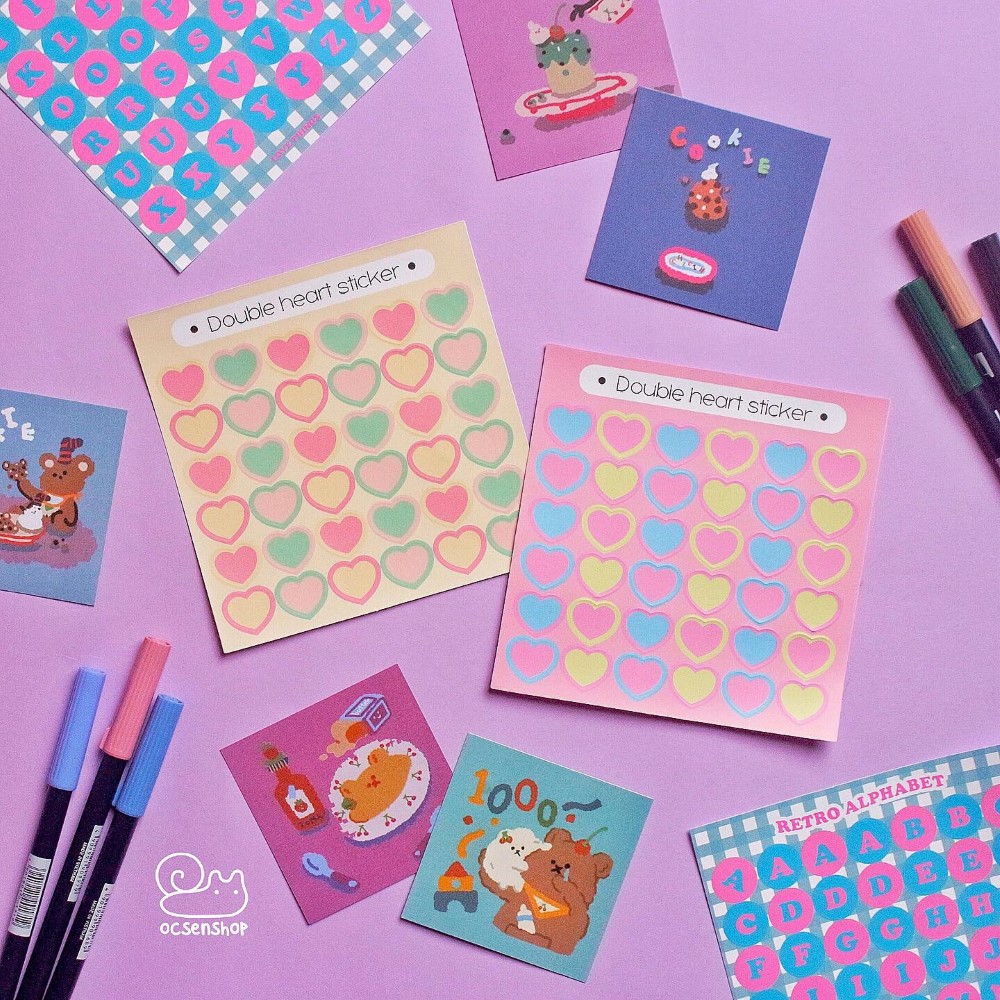 Sticker Trái tim viền màu (1 tấm)