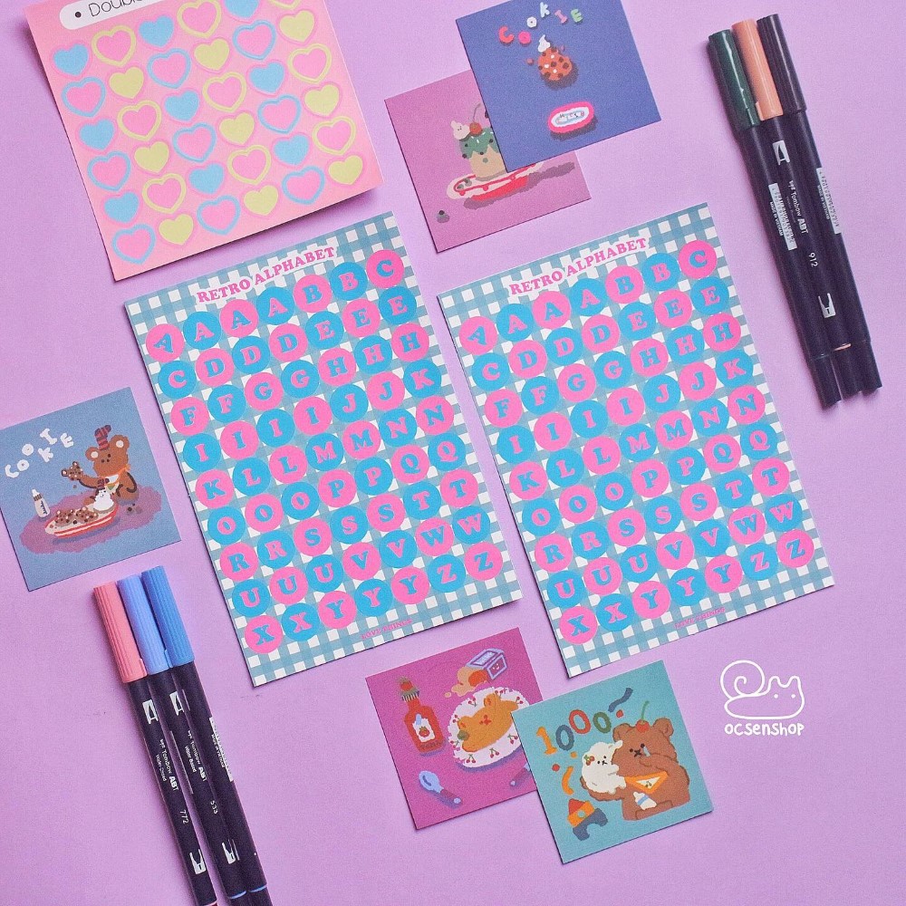 Sticker retro alphabet (1 tấm)