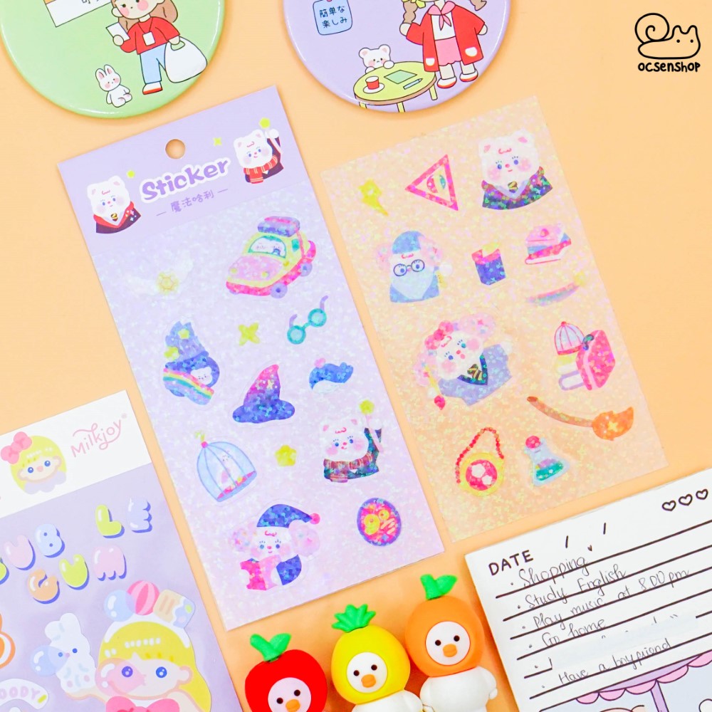 Set sticker bảng nhỡ hologram Mèo (2 tấm)
