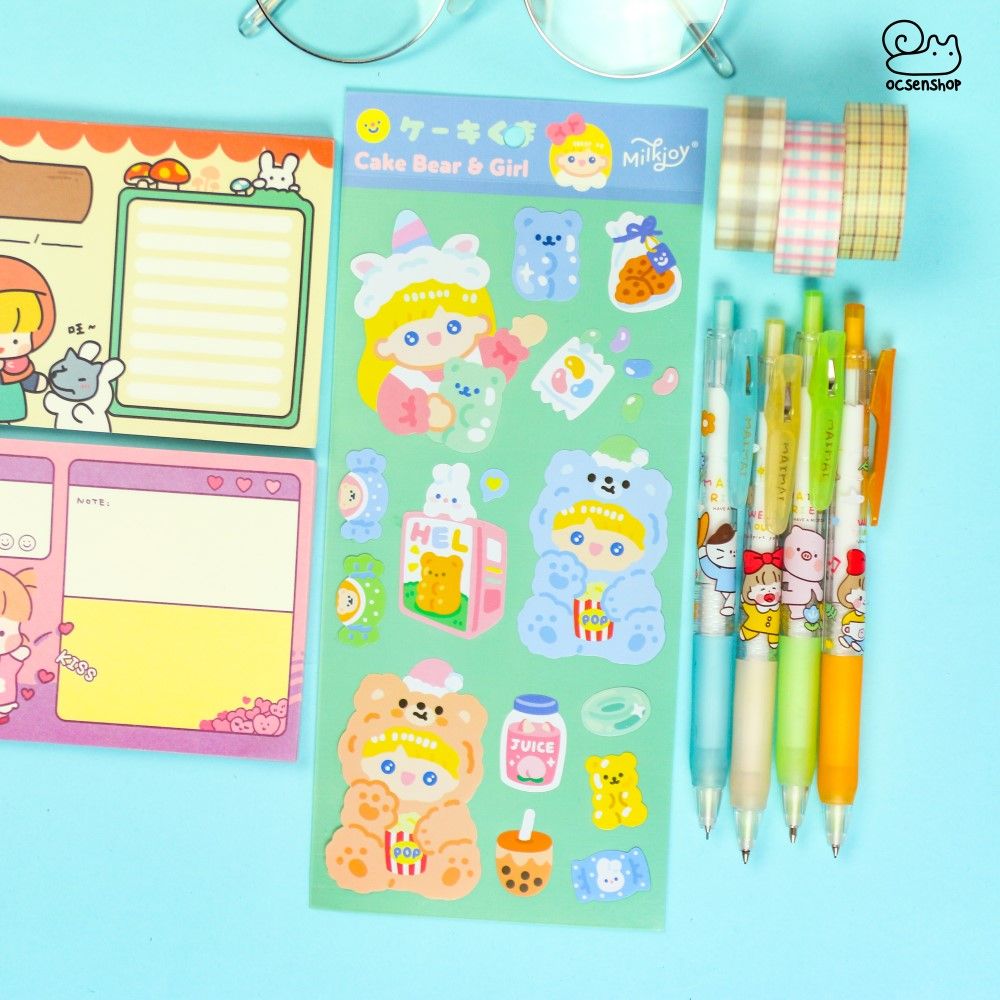 Sticker Cake bear & Girl (1 tấm)