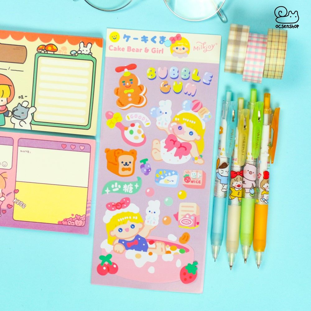Sticker Cake bear & Girl (1 tấm)