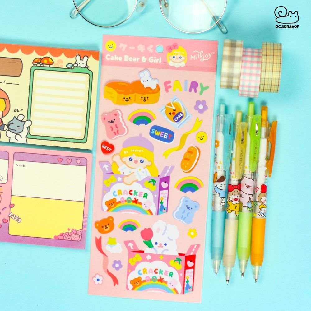 Sticker Cake bear & Girl (1 tấm)