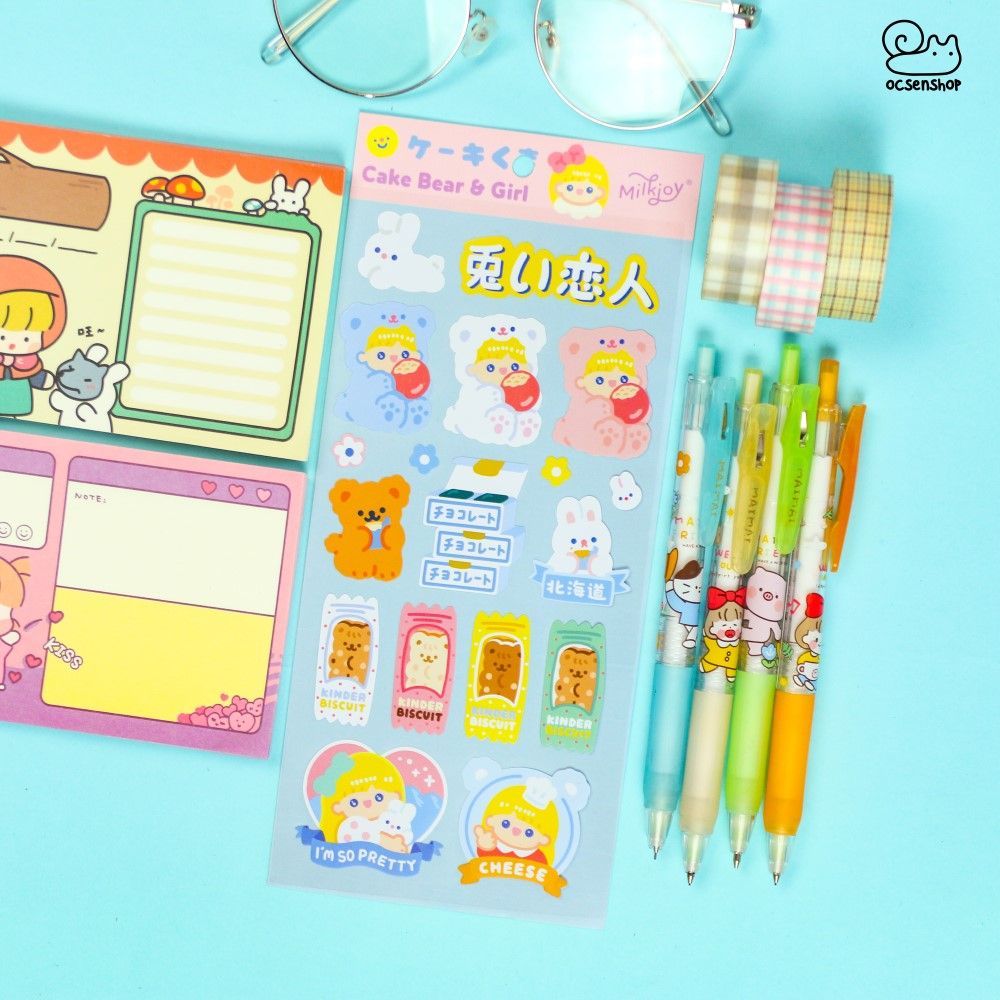 Sticker Cake bear & Girl (1 tấm)