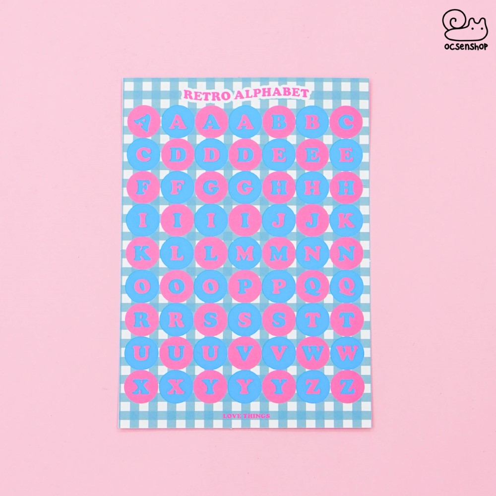 Sticker retro alphabet (1 tấm)