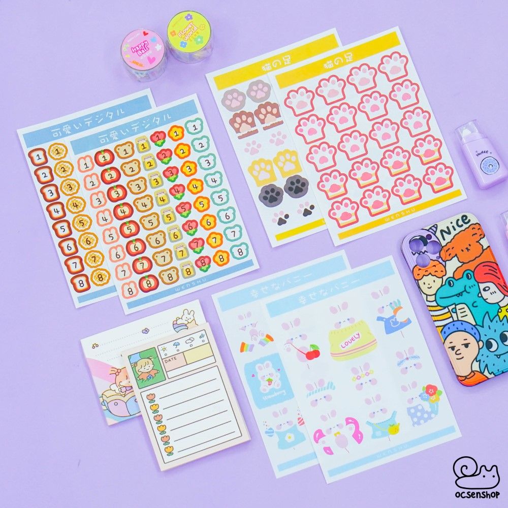Set cute deco sticker (2 tấm)