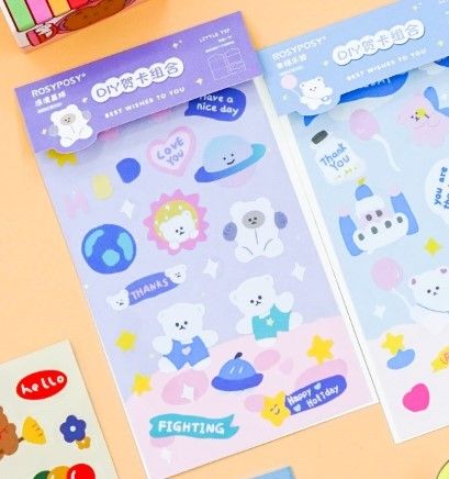 Set sticker kèm thiệp Rosy Posy