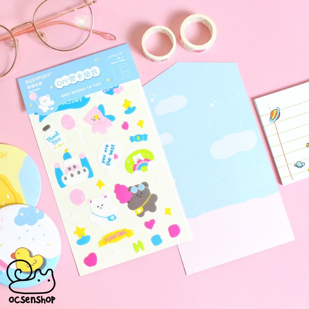 Set sticker kèm thiệp Rosy Posy