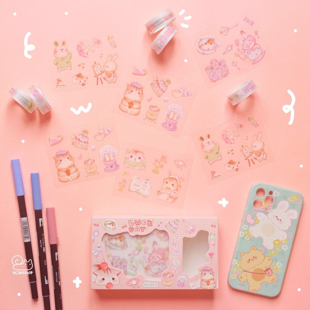 Box sticker + washitape nhũ Hình