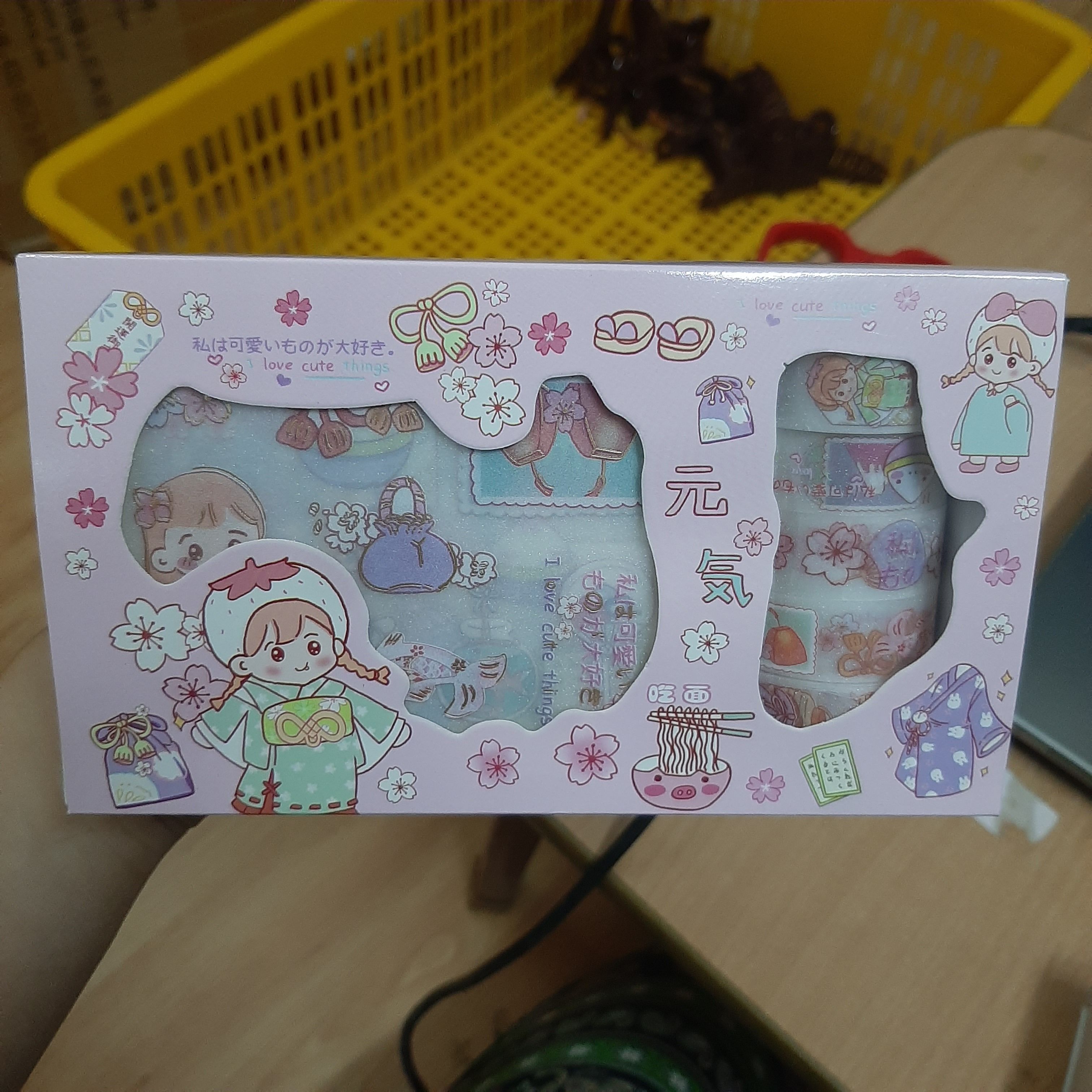 Box sticker + washitape nhũ Hình