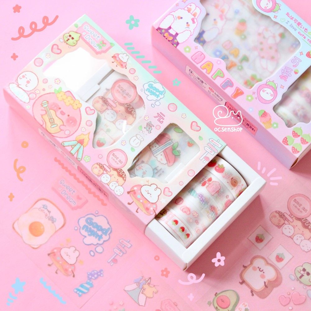 Box sticker + washitape nhũ Hình